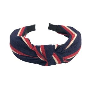 Red & Blue Striped Wide Knot Wrapped Headband